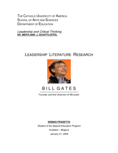 PF.LEADERSHIP BILL GATES - The Catholic University of America