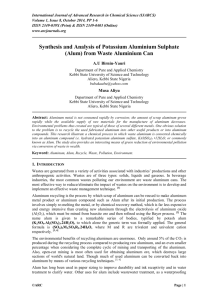 Synthesis and Analysis of Potassium Aluminium Sulphate (Alum