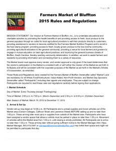 Farmers Market of Bluffton 2015 Rules and Regulations