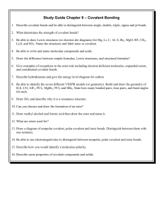 Study Guide Chapter 9 – Covalent Bonding