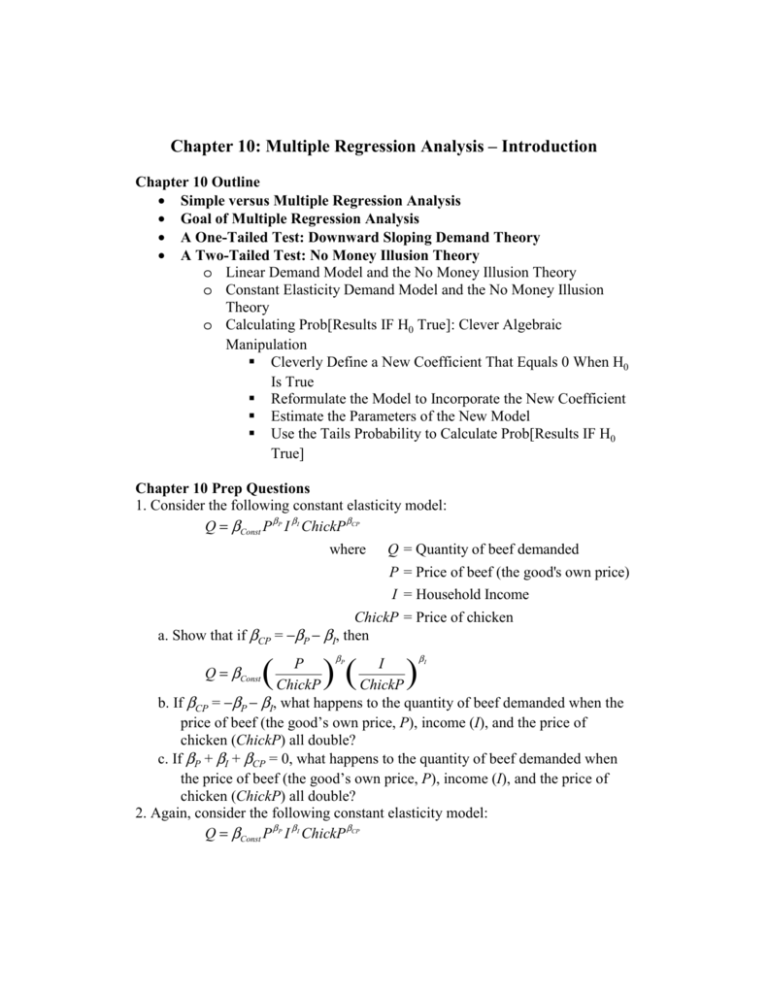 Chapter 10 Multiple Regression Analysis Introduction