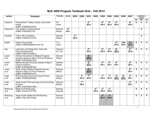 MJC ADN Program Textbook Grid ~ Fall 2014