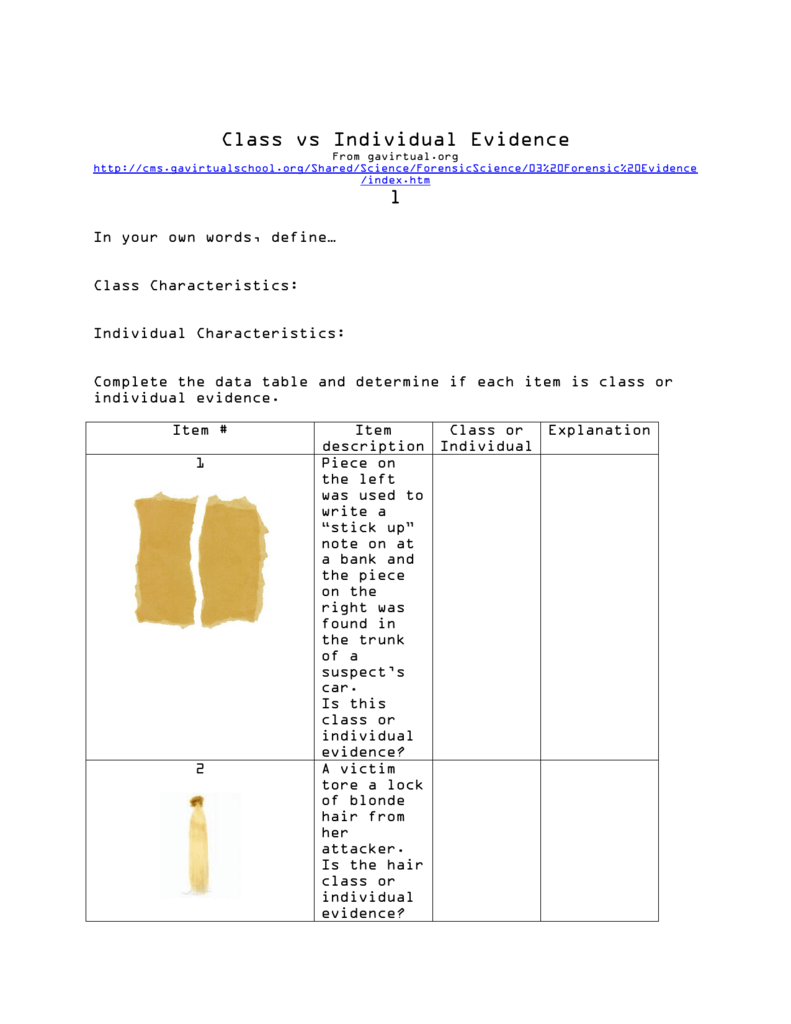 Class Vs Individual Evidence Easy Peasy All in