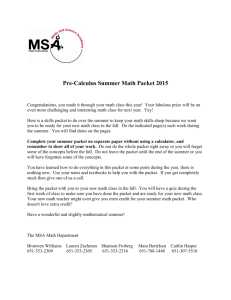 Pre-Calculus Summer Math Packet 2015