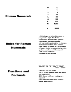 Roman Numerals Rules for Roman Numerals Fractions and