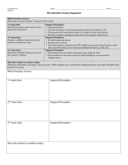 Essay Thesis Statement Example The Outsiders Essay Organizer What Ponyboy Learns St Main Idea Narrative Essay Examples For High School also Argument Essay Topics For High School The Outsiders Read To Understand Chapter Conflict Name Period 1984 Essay Thesis