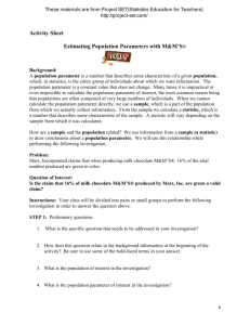 Activity Sheet Estimating Population Parameters with M&M'S®