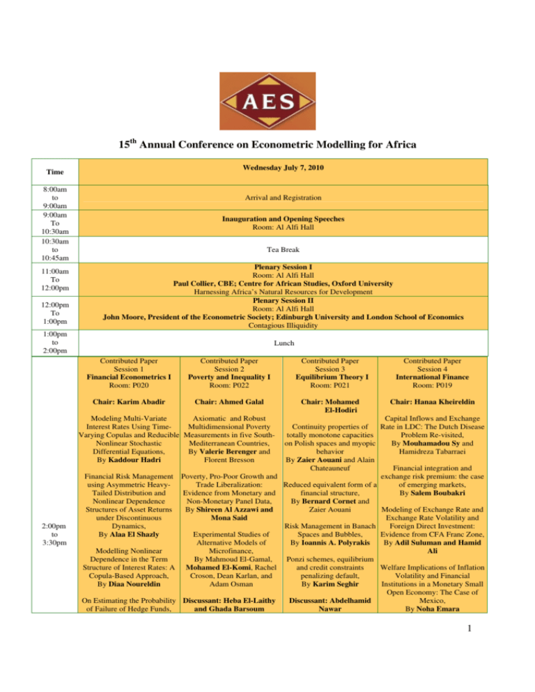 to view the programme Econometric Society Africa Region