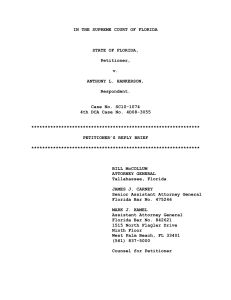 SC10-1074 merits reply brief - Florida State University College of Law