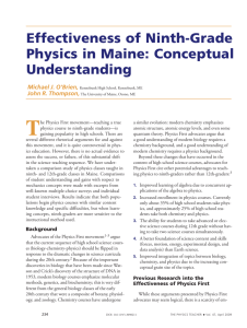 Effectiveness of Ninth-Grade Physics in Maine