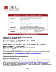 Course Title: Business Statistics and Analysis