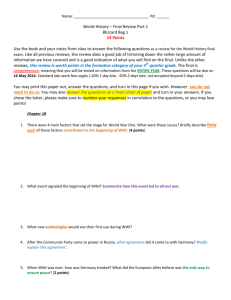 World History – Final Review Part 1 Blizzard Bag 1 14 Points Use