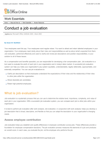 Conduct a job evaluation - Work Essentials