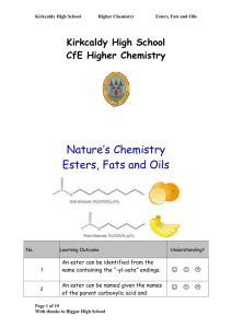 Esters, Fats and Oils Pupil Notes