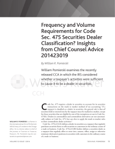 Frequency and Volume Requirements for Code Sec. 475 Securities