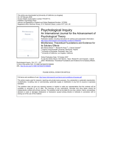 Mindfulness Theory and Effects, Psychological Inquiry