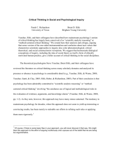 Critical Thinking in Social and Psychological Inquiry