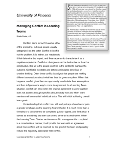 University of Phoenix Managing Conflict in Learning Teams