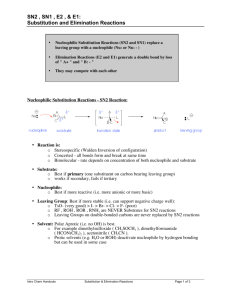 SN2 , SN1 , E2 , & E1: Substitution and Elimination Reactions