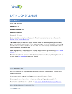 LATIN 1 CP SYLLABUS