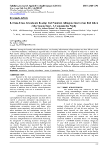 Research Article Lecture-Class Attendance Taking: Roll Number