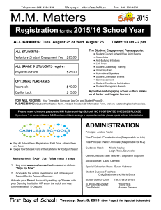 Registrationfor the 2015/16 School Year