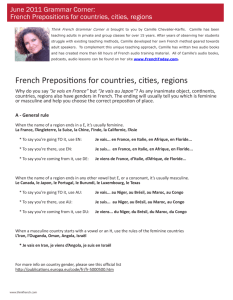 French Prepositions for countries, cities, regions