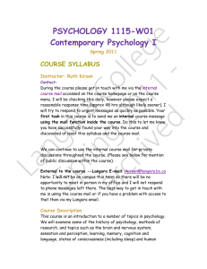 PSYCHOLOGY 1115-W01 Contemporary