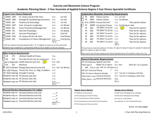 Exercise and Movement Science Program Academic Planning Sheet