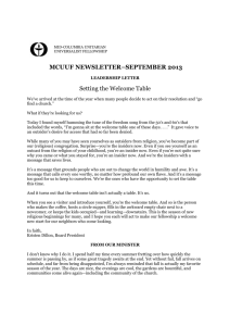 MCUUF NEWSLETTER–SEPTEMBER 2013 Setting the Welcome