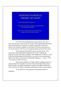 newton's particle theory of light
