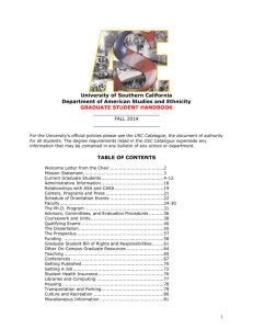 Graduate Handbook - USC Dana and David Dornsife College of