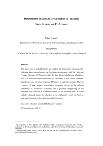 Determinants of Demand for Education in Tanzania: Costs, Returns