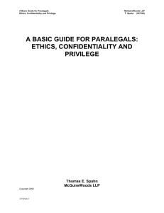 a basic guide for paralegals: ethics, confidentiality and privilege