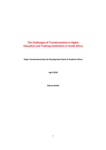 The Challenges of Transformation in Higher Education and Training