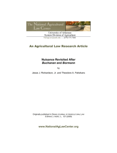 An Agricultural Law Research Article Nuisance Revisited After