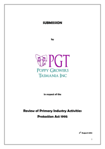 SUBMISSION Review of Primary Industry Activities Protection Act 1995