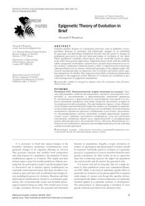 Epigenetic Theory of Evolution in Brief