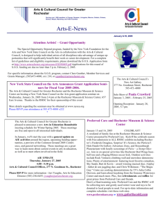 Arts-E-News - The Arts and Cultural Council for Greater Rochester