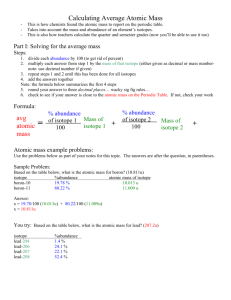 Calculating Average Atomic Mass avg atomic mass + +