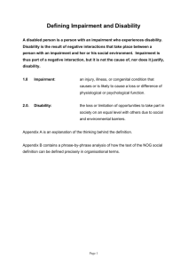 Defining impairment and disability - Disability