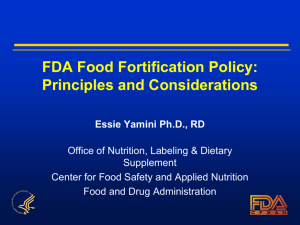 FDA Food Fortification Policy: Principles and Considerations