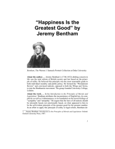 “Happiness Is the Greatest Good” by Jeremy Bentham