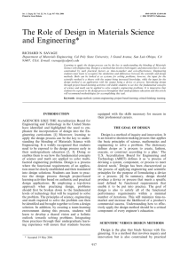 The Role of Design in Materials Science and Engineering*