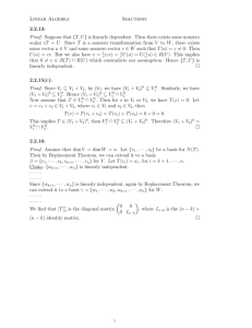 Linear Algebra Solutions 2.2.13: Proof. Suppose that {T,U} is linearly
