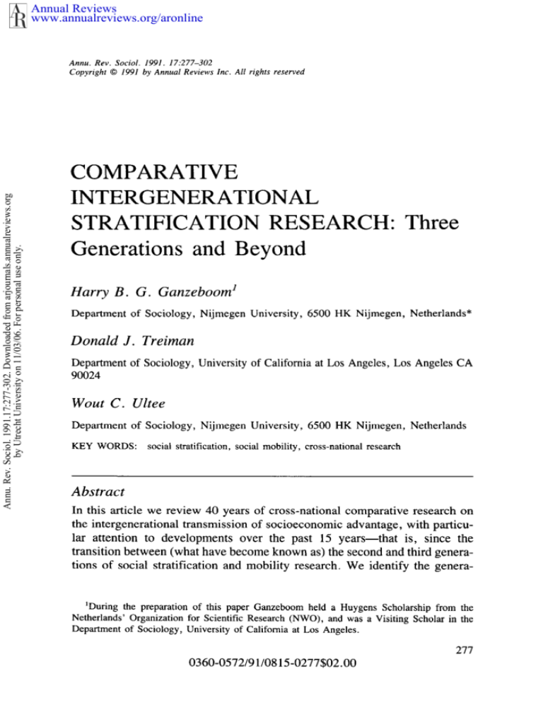 Comparative Intergenerational Stratification Research: Three