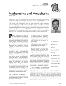Mathematics and Metaphysics - American Scientific Affiliation