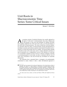 Unit Roots in Macroeconomic Time Series: Some Critical Issues