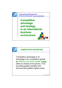 Competitive advantage and strategy in an international business
