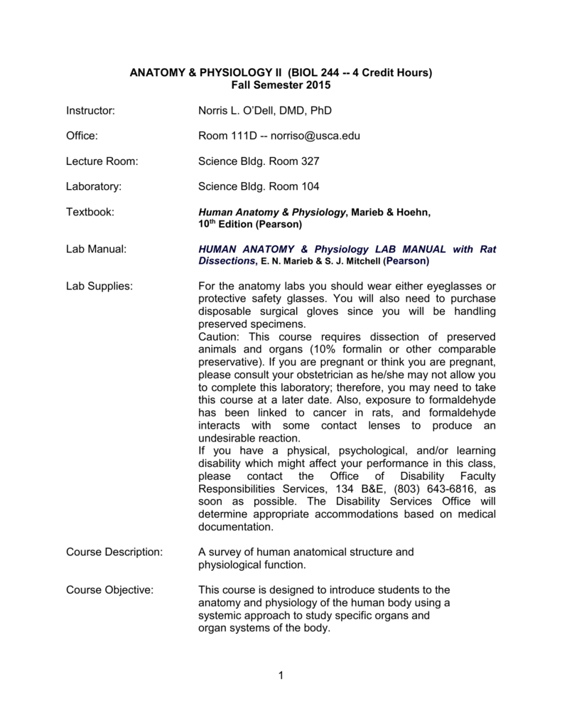 BIOL 244 Anatomy & Physiology II (Sec 1-2). Human anatomy laboratory manual  ...